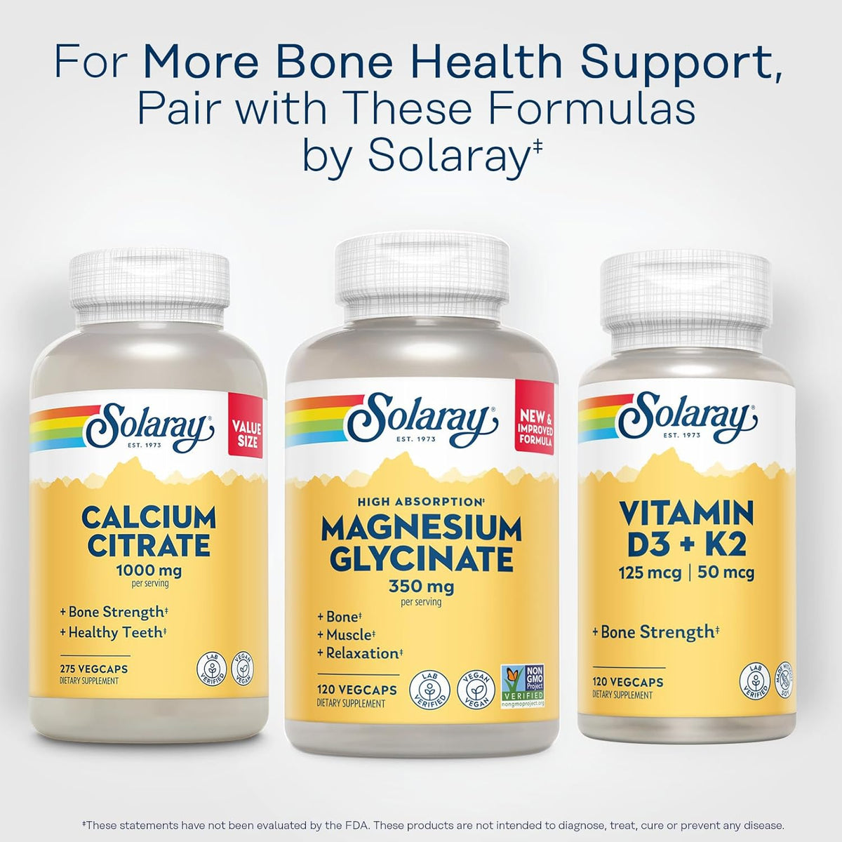 SOLARAY Magnesium Glycinate Capsules, Chelated Magnesium Bisglycinate w/BioPerine, Higher Absorption Magnesium Supplement - Bones, Muscles, Heart Support, Vegan (30 Servings, 120 VegCaps)