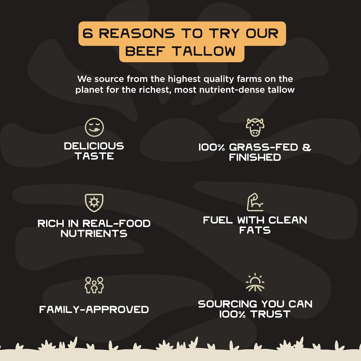 Lineage Provisions Grass-Fed Beef Tallow, 3-Pack Glass Jars | 100% grass-fed & finished, US-raised cattle, nose-to-tail rendered, cooking oil alternative, keto & paleo friendly.