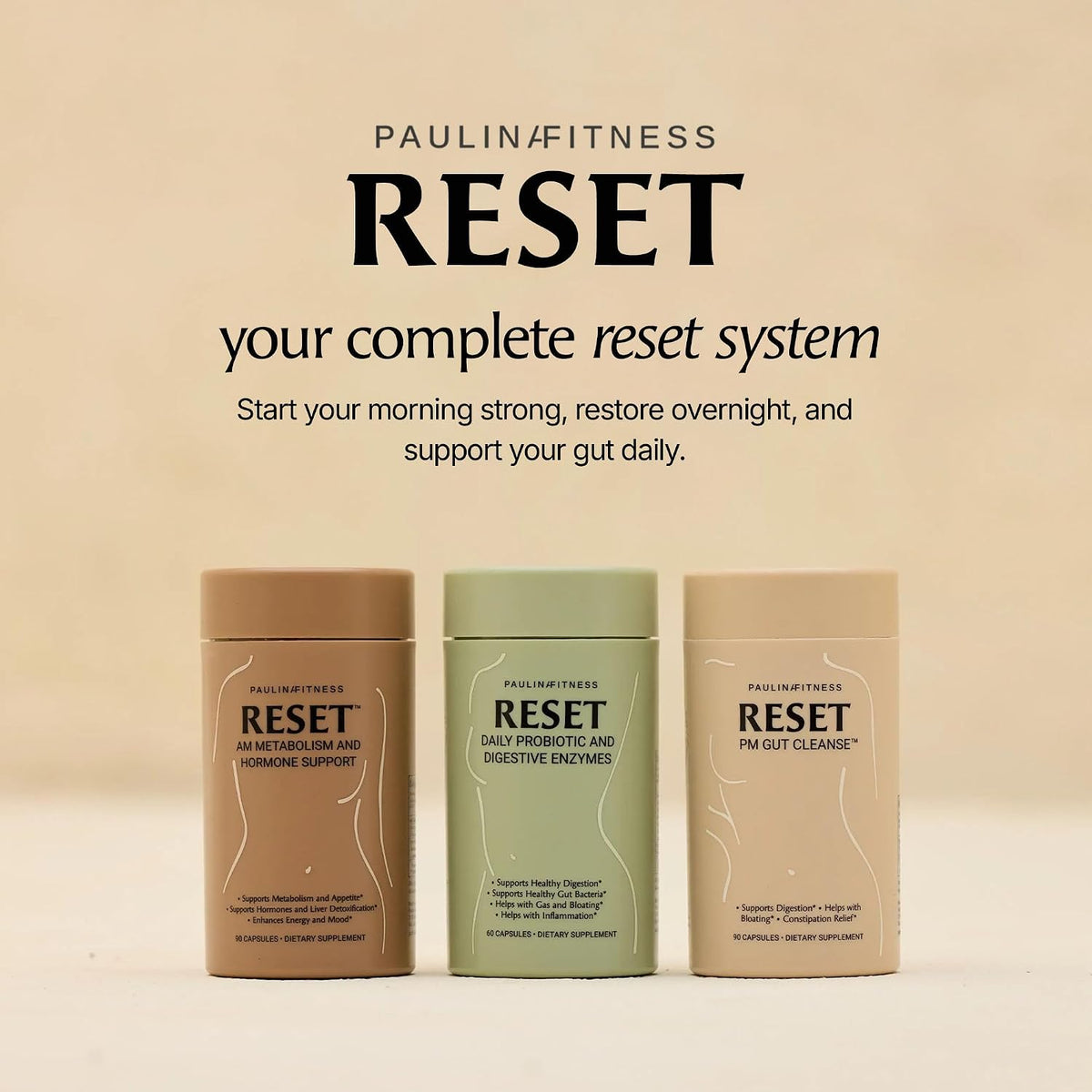 Paulina FITNESS Reset PM Gut Cleanse for Women Overnight 8-Hr Digestive Aid | Bloating Relief & Gut Health Supplement, Natural Detox & Cleanse, Supports Weight Management, Relieves Constipation