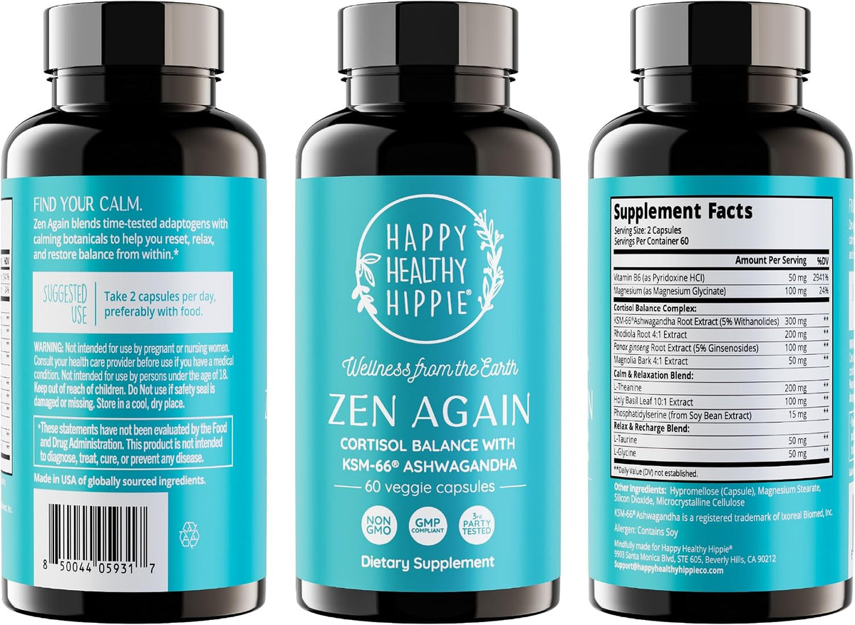 Zen Again Cortisol Supplements for Women - Stress Support Complex, 60 Ct