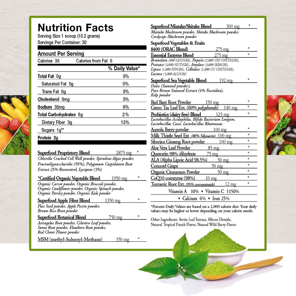ecostream Naturals Vital First Daily Greens Superfood Powder 50 Whole Super Foods with Spirulina, Chlorella, Flax Seed, Fiber and Enzymes with Organic Greens - 30 Servings ecostream Naturals buy supplements Au