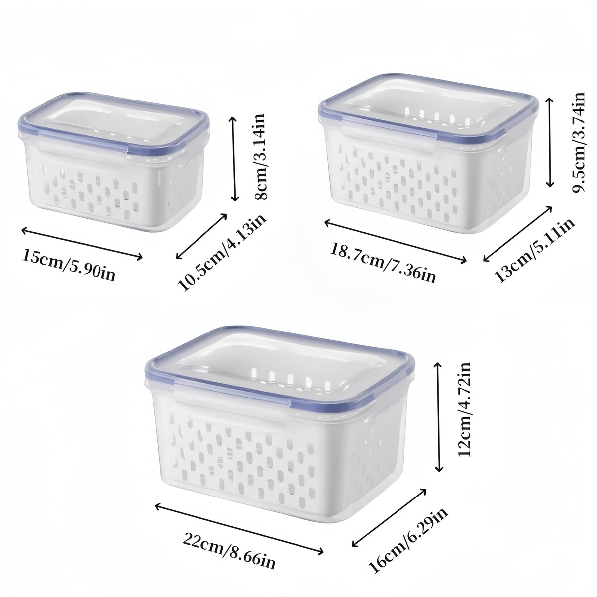 9Pcs/set Fruit Storage Containers for Fridge, Fridge with Removable Colander, All-In-One Fruit Washing Bowl with Strainer