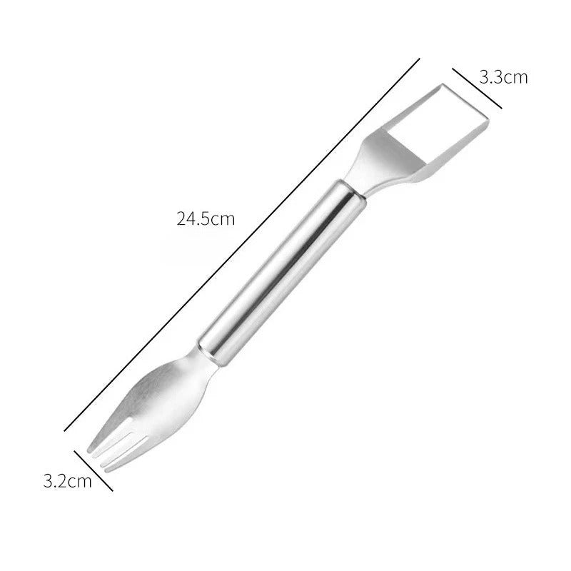 2-in-1 Stainless Steel Fruit Cutter Dual Head Watermelon Fork Cutter Slicer Tool for Home Kitchen Gadget Melon Cube Cutter