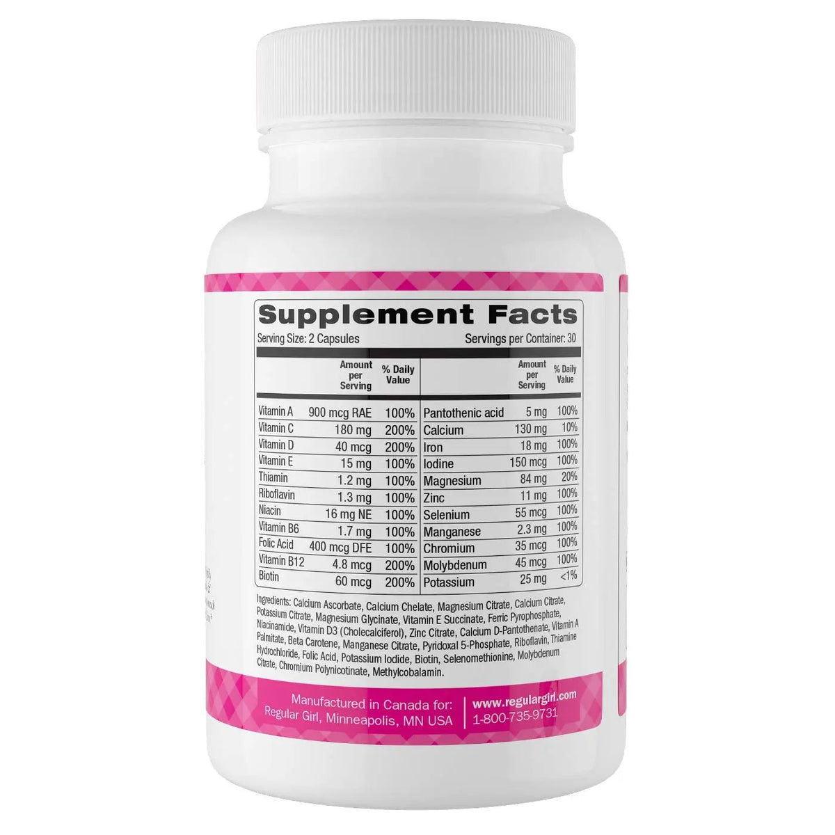 Regular Girl, Women's Multivitamin, 60 Capsules - PrimeBioHealth - canada supplements
