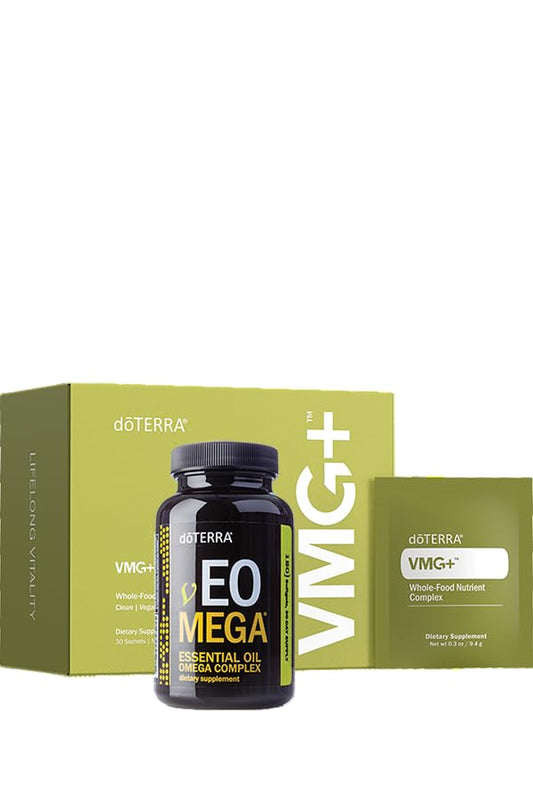 doTERRA VMG+ supplement packaging on a white background