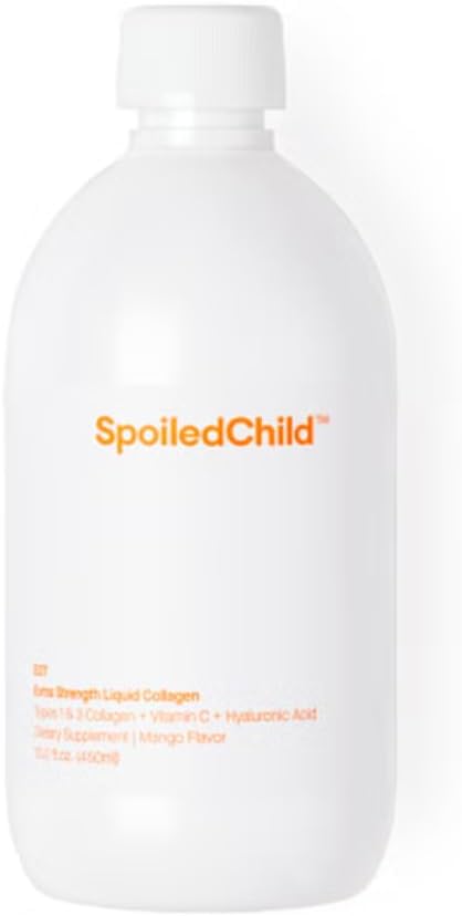 SpoiledChild Collagen Peptides + Vitamin C + Hyaluronic Acid Liquid Collagen Mango Flavor 400 ml (13.5 Fl oz)