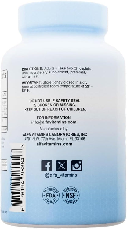 ALFA VITAMINS Zinc + Vitamin C, D3 & Echinacea Supplements, Immune Support Formula with Enhanced Absorption, Supports Bone Health, Immune Function, and Antioxidant Protection, 120 Caplets
