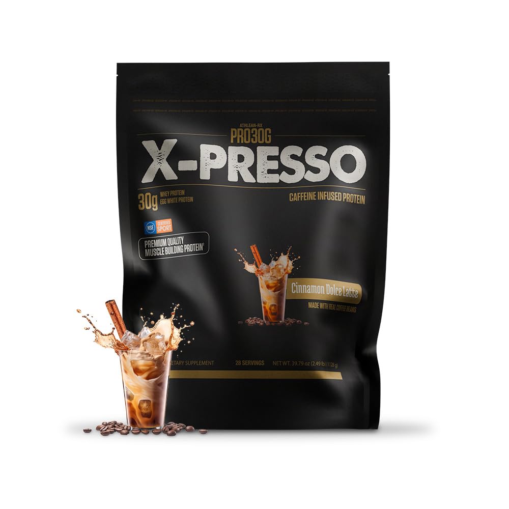 ATHLEAN-X PRO-30G, Xpresso Premium Caffeinated Protein Powder, Mochaspresso, Gluten-Free, Low Sugar, 30g of High Protein Powder for Muscle Recovery & Growth, NSF Certified for Sports