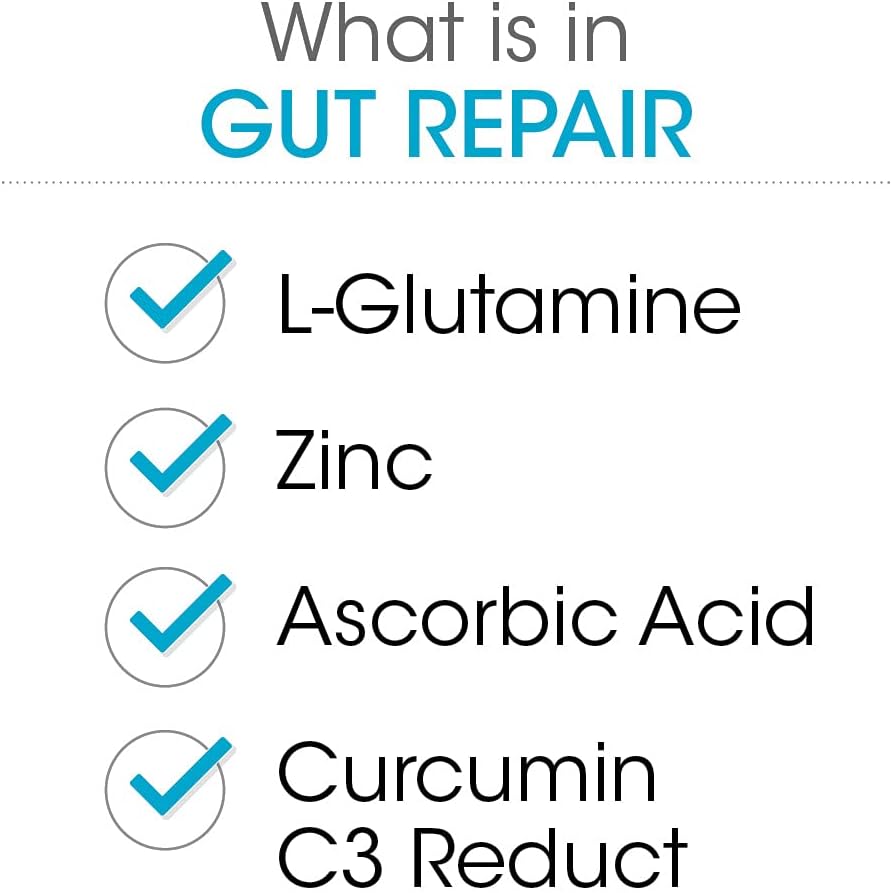 Silver Fern Gut Repair - Digestive Health Supplement Powder | L-Glutamine, Curcumin, Zinc & Ascorbic Acid (1 Tub - 30 Servings)