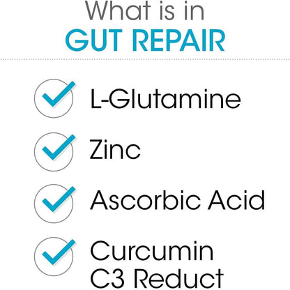 Silver Fern Gut Repair - Digestive Health Supplement Powder | L-Glutamine, Curcumin, Zinc & Ascorbic Acid (1 Tub - 30 Servings)