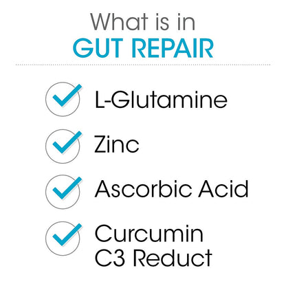 Silver Fern Gut Repair - Digestive Health Supplement Powder | L-Glutamine, Curcumin, Zinc & Ascorbic Acid (1 Tub - 30 Servings)