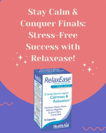 RelaxEase, Herbal Blend to Support Harmony and Tranquility, Once Daily, 30 ct, Helps Promote Health and Relaxation HealthAid buy supplements Au