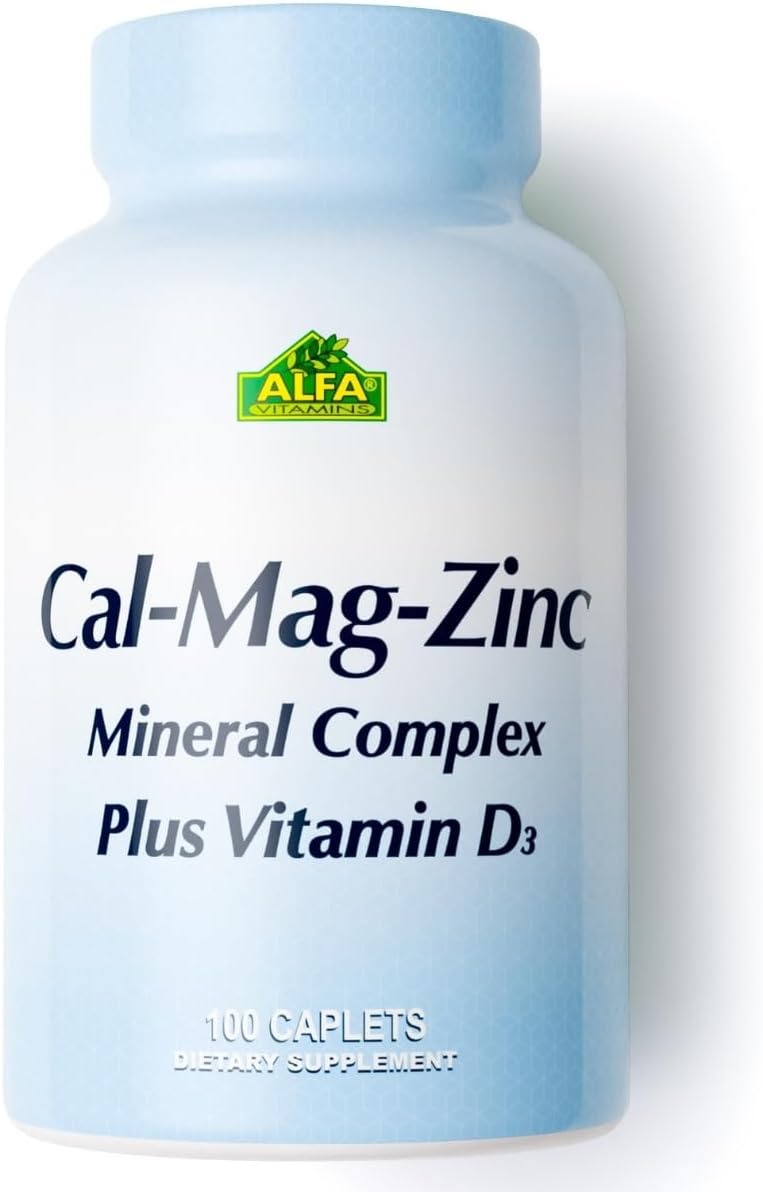 ALFA VITAMINS Calcium, Magnesium, Zinc Plus Vitamin D3, Supports Bone Health, Immune Function & Energy Production, 300mg Calcium, 133mg Magnesium, 5mg Zinc, 133 IU Vitamin D3, 100 Tablets