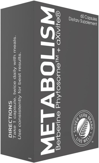 Silver Fern Brand Metabolism Supplement 60 Capsules | Berberine Phytosome & aXivite – Supports Function & Wellness
