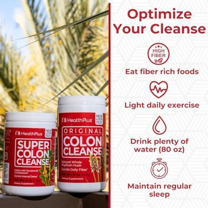 Health Plus Super Colon Cleanse Powder with Senna Leaf & Psyllium, 12 oz | Contains senna leaf, psyllium husk, and fennel seed, 68 servings; may support occasional constipation relief and cleansing