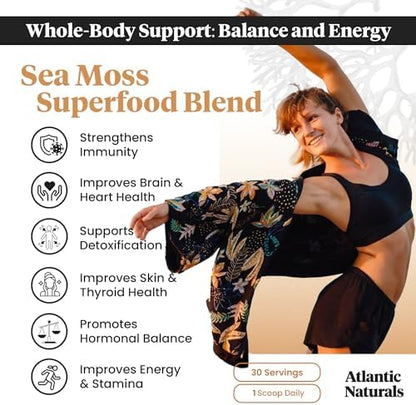 Atlantic Naturals Sea Moss Superfood Bundle - Sea Moss with Shilajit 5-in-1 Capsules & Sea Moss Powder with Ashwagandha, Beet Root & Maca Root - Enhanced Vitality, Skin & Athletic Support 60 ct & 150g