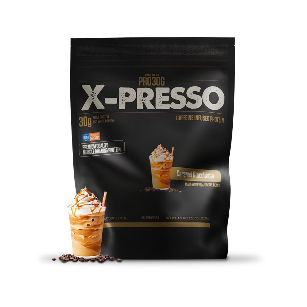 ATHLEAN-X PRO-30G, Xpresso Premium Caffeinated Protein Powder, Mochaspresso, Gluten-Free, Low Sugar, 30g of High Protein Powder for Muscle Recovery & Growth, NSF Certified for Sports