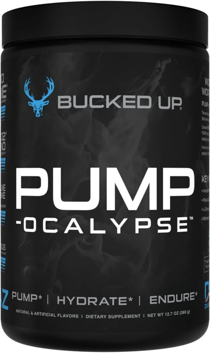 Pump-ocalypse Blue Raz | Nitric Oxide and L Arginine Supplement with Citrulline Malate, GlycerPump | Ultimate N.O. Booster | Lean Muscle Support for Blood Flow, Vascularity, Hydration and Endurance