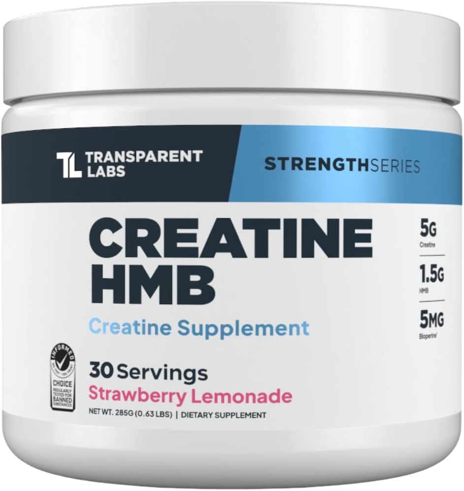 Transparent Labs Hydrate Electrolytes Powder (40 Servings, Tropical Punch) & Creatine HMB (30 Servings, Strawberry Lemonade)