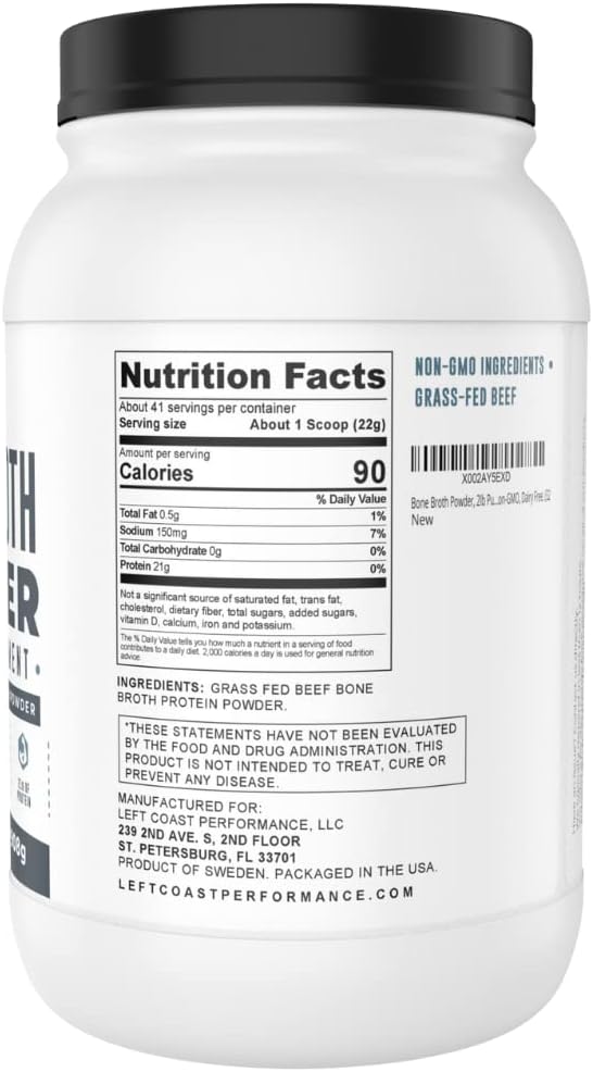 Left Coast Performance 2lb Pure Bone Broth and 2lb Chocolate Bone Broth