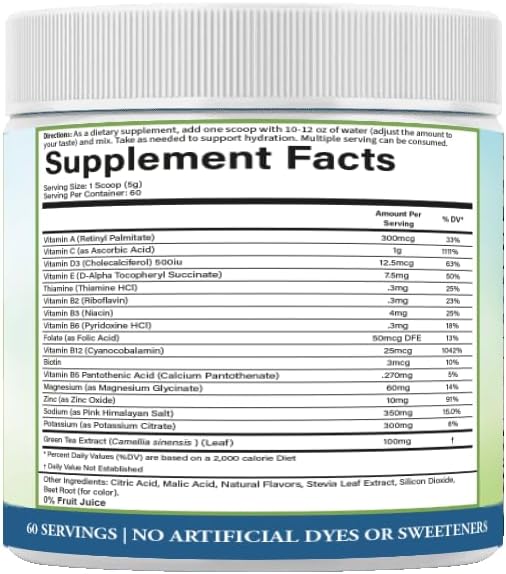 PURE® Hydravite Electrolyte & Vitamin Powder - 60 Servings - Strawberry Flavor - B-Complex & Vitamin C Hydration Multiplier for Energy & Muscle Recovery - Sugar Free - Made in USA