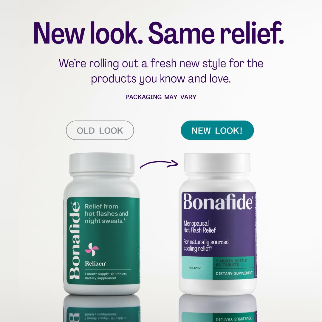 Bonafide Naturally Sourced Cooling Relief for Hot Flashes & Night Sweats Relizen – Hormone-Free, Clinically Studied Formula with a Proprietary Blend of Four Swedish Botanicals — 1-Month Supply