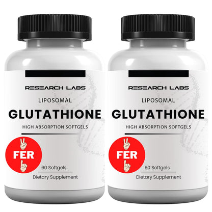 Research Labs Liposomal Glutathione Supplement w/Gluta-IV™, 100x Enhanced Absorption Over Powder Glutathione. 2 Fer 1 Ad, 120 Total Liposomal Softgels