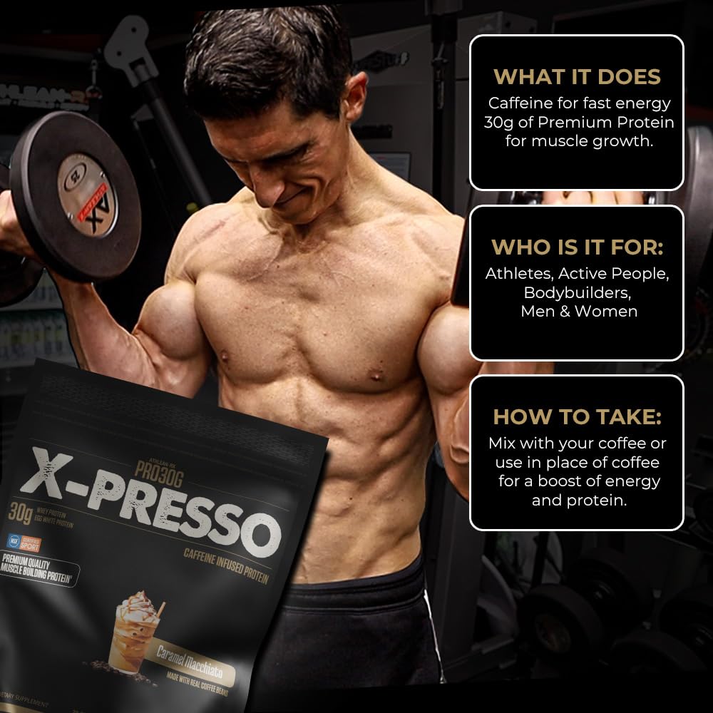 ATHLEAN-X PRO-30G, Xpresso Premium Caffeinated Protein Powder, Mochaspresso, Gluten-Free, Low Sugar, 30g of High Protein Powder for Muscle Recovery & Growth, NSF Certified for Sports