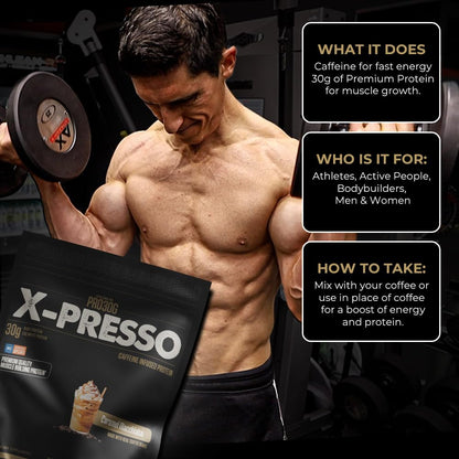 ATHLEAN-X PRO-30G, Xpresso Premium Caffeinated Protein Powder, Mochaspresso, Gluten-Free, Low Sugar, 30g of High Protein Powder for Muscle Recovery & Growth, NSF Certified for Sports