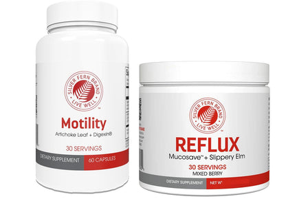 Silver Fern Brand Slow Motility+ Kit Digestive Support Bundle 30-Day Supply | Berry Flavor Powder, Capsules – Artichoke Leaf, Okra, Ashwagandha, MucoSave – No Artificial Ingredients – Made in USA