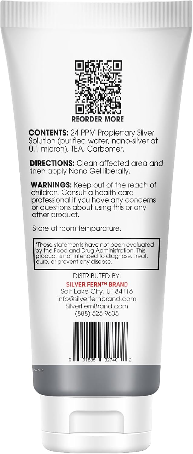 Silver Fern Brand – Nano Gel Frequency Charged Silver 24PPM – Skin Support for Cuts, Burns, Imbalances & Irritations – Fast-Absorbing Silver Gel – Microbiome-Friendly & GRAS Certified – 4 oz | Skin Support for Cuts, Burns, Imbalances & Irritations Fast-Ab