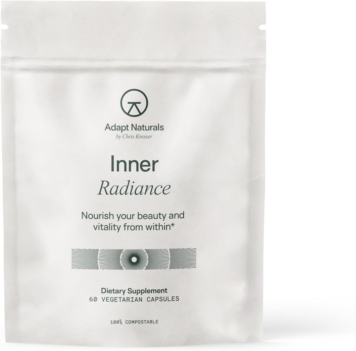 Adapt Naturals Inner Radiance Hair Skin and Nails Vitamins for Women & Men | with Biotin, Collagen, Hyaluronic Acid, Vitamin C & Ceramides - Thicker Hair, Stronger Nails & Hydrated Skin Supplement