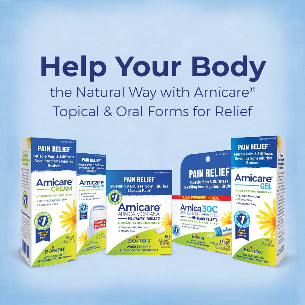 Boiron Arnica 30C Tablets for Pain Relief from Muscle Pain, Joint Soreness, Swelling from Injury or Bruises - 60 Count BoironBuy Supplements Australia