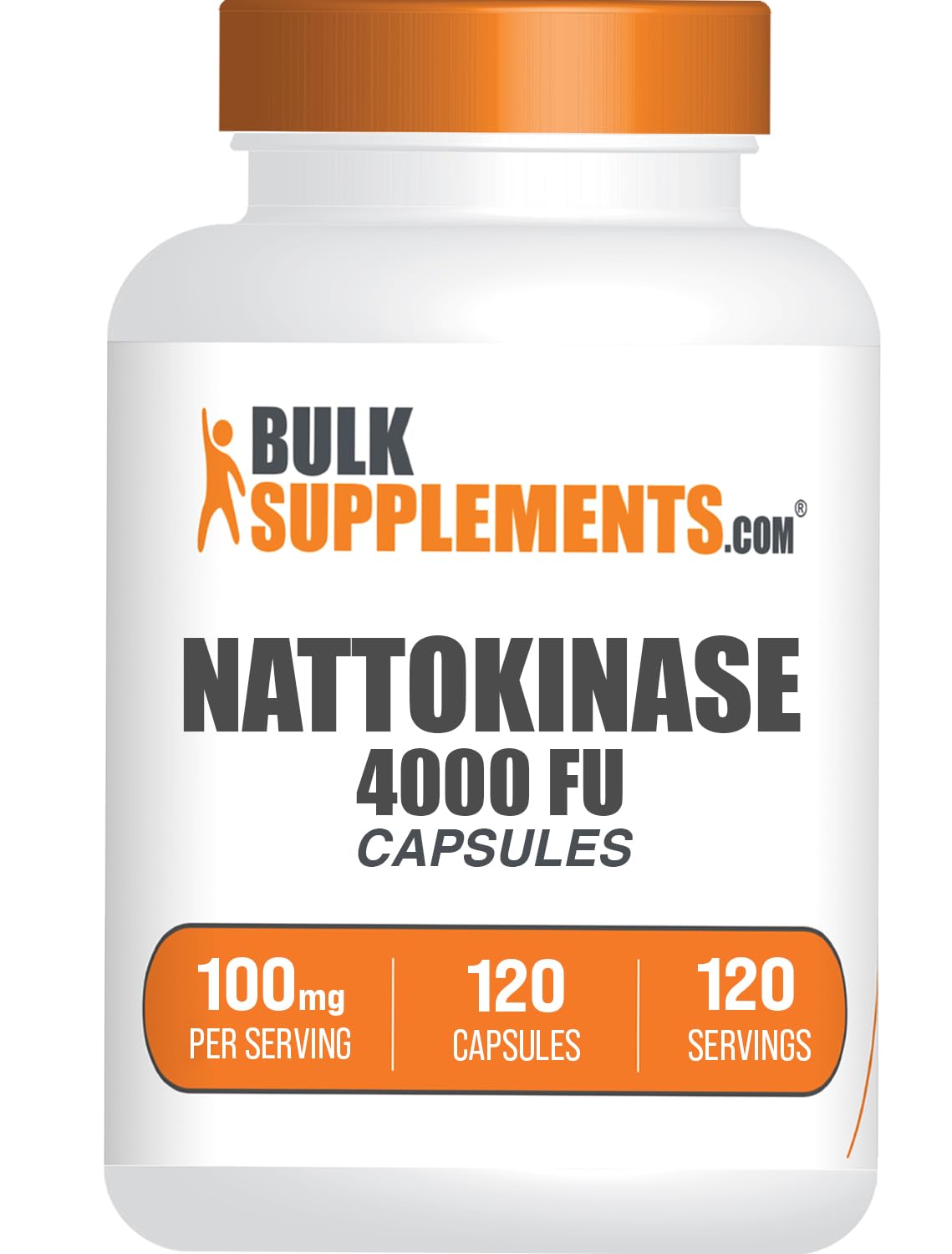 BulkSupplements.com Nattokinase 4000 FU Capsules - Nattokinase Supplement, Sourced from Natto Extract, Nattokinase 100mg - Gluten Free, 1 Capsule per Serving, 120 Capsules (Pack of 1)