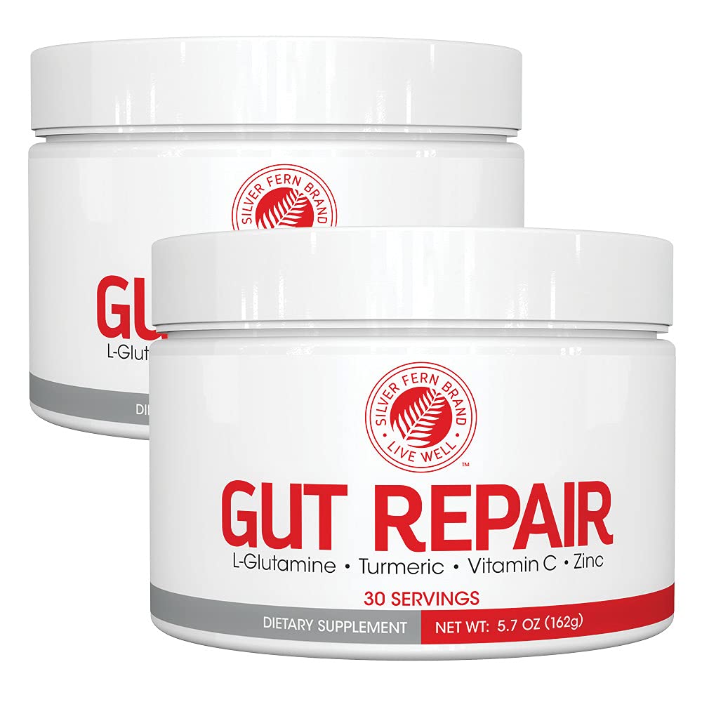 Silver Fern Gut Repair - Digestive Health Supplement Powder | L-Glutamine, Curcumin, Zinc & Ascorbic Acid (1 Tub - 30 Servings)
