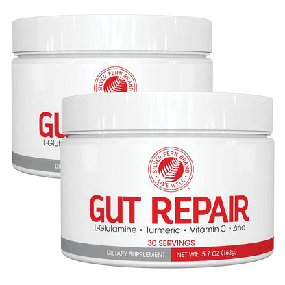 Silver Fern Gut Repair - Digestive Health Supplement Powder | L-Glutamine, Curcumin, Zinc & Ascorbic Acid (1 Tub - 30 Servings)