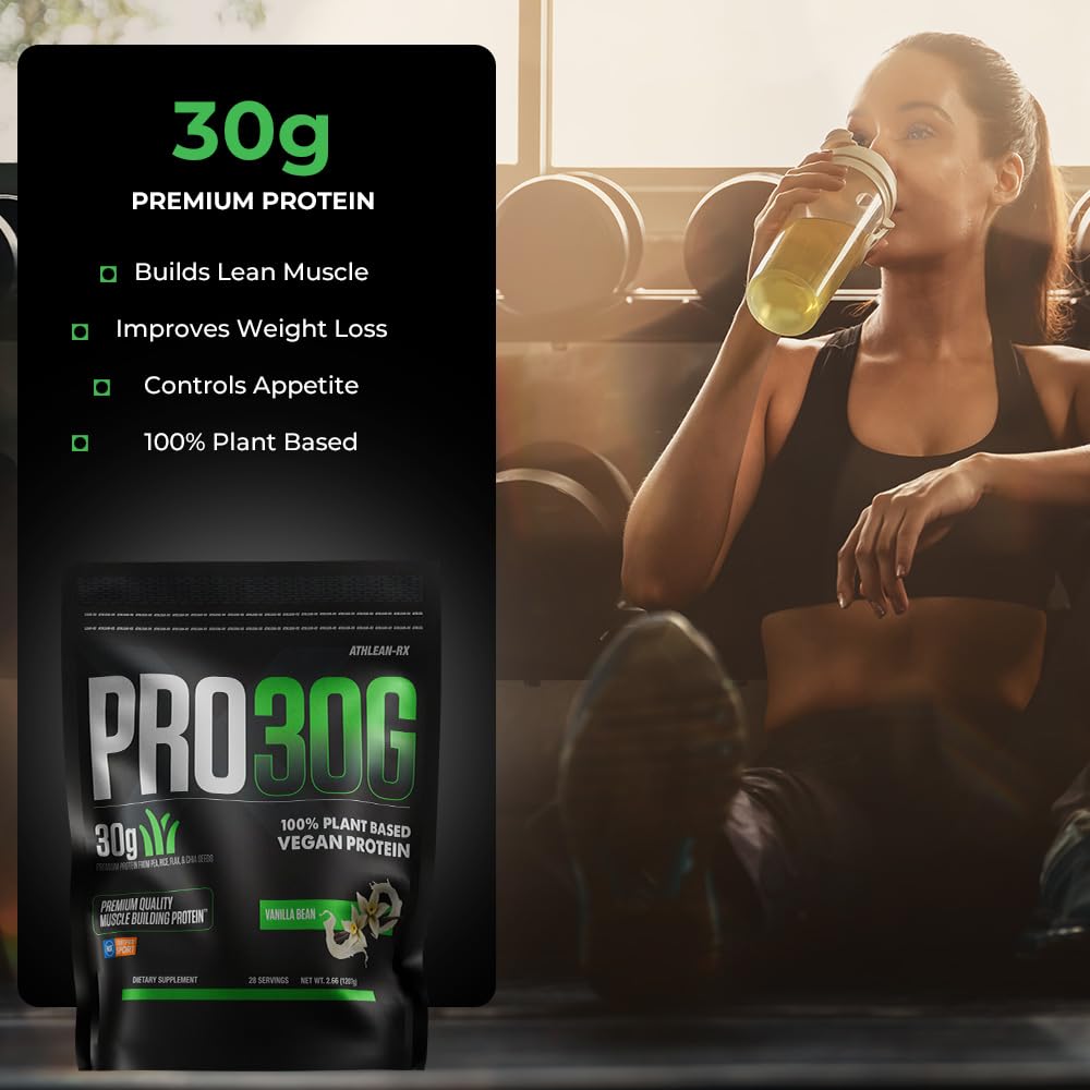 PRO 30G Vegan Protein Powder by ATHLEAN-X, Plant-Based Muscle Recovery & Growth Formula, Gluten-Free, NSF Certified for Sports, High Protein Supplement for Strength (Rich Double Chocolate)