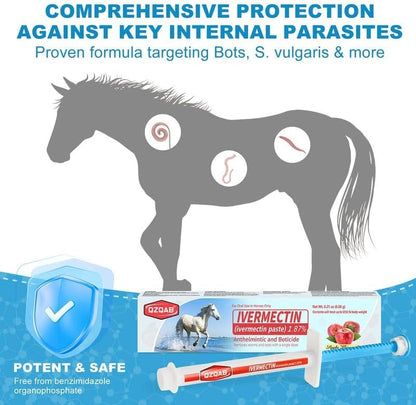 Ivermectin Horse Paste Dewormer , Horse Wormer Paste, Apple Flavor, 0.21 Ounces, 6 Pack