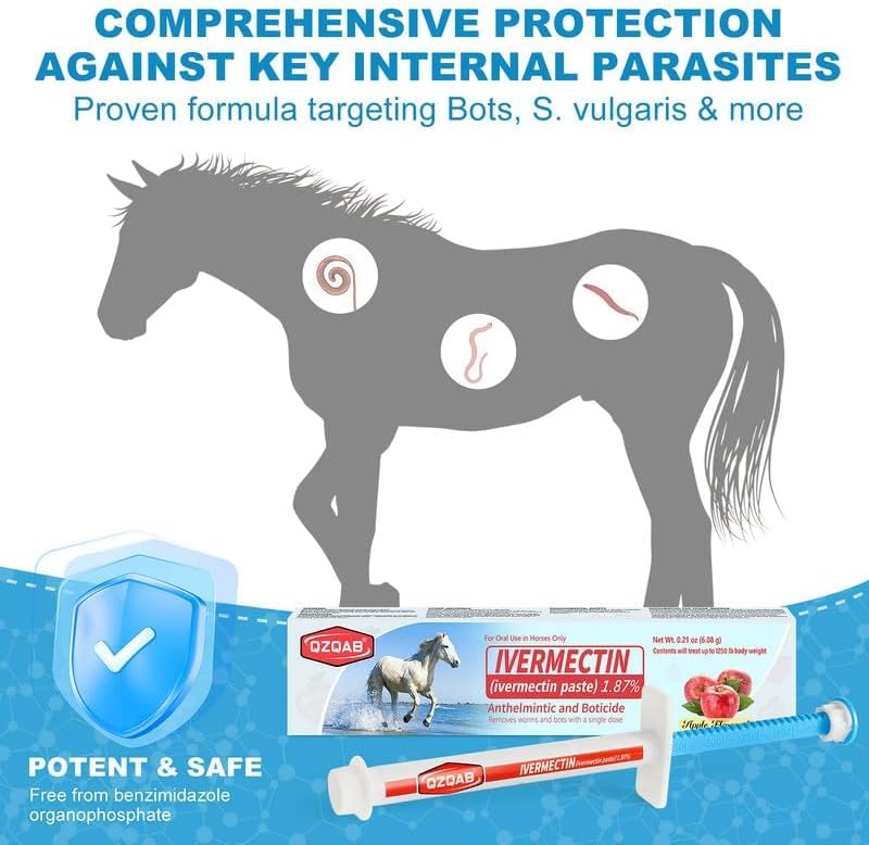 Ivermectin Horse Paste Dewormer , Horse Wormer Paste, Apple Flavor, 0.21 Ounces, 6 Pack