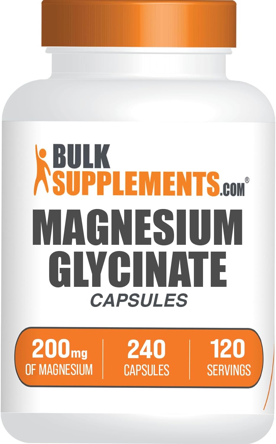 BulkSupplements.com Magnesium Glycinate Capsules - Magnesium Supplement, Magnesium Glycinate 200mg - Gluten Free, 2 Capsules per Serving, 240 Count (Pack of 1)