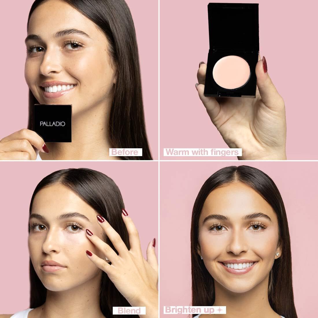 Palladio Under Eye Brightener, Conceal, Brightens, Reduces Appearance of Dark Circles, With Caffeine Peptides & Vitamin E, Tired Skin Color Correcting Brightener & Primer, Light to Medium (Soft Pink) PalladioBuy Supplements Australia