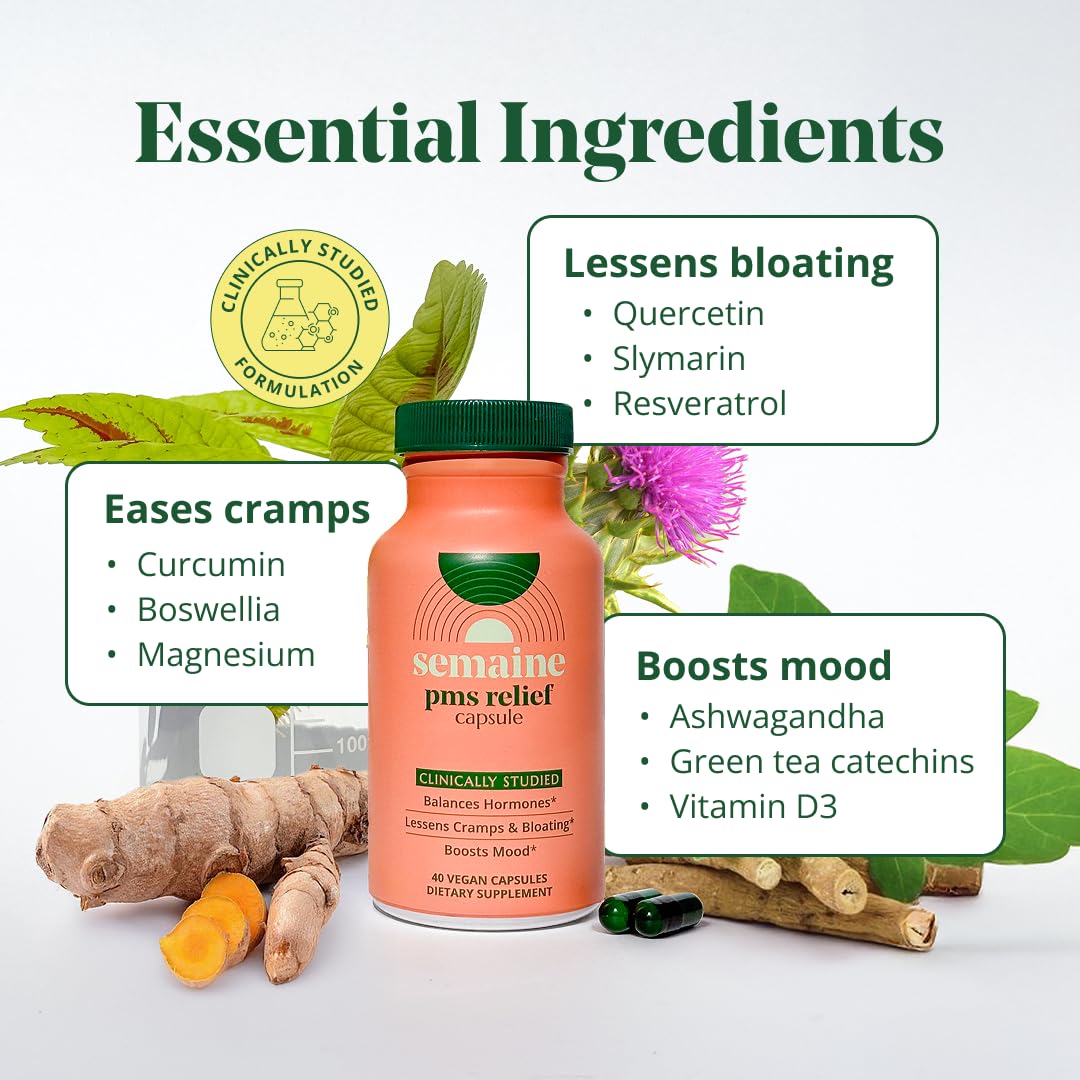 Semaine Health Prebiotics and Probiotics for Women - Women Probiotic + Prebiotic with Standardized Ginger, Psyllium Husk & Acacia Gum, 4 Billion CFU Lactobacillus, 60 Vegetable Capsules