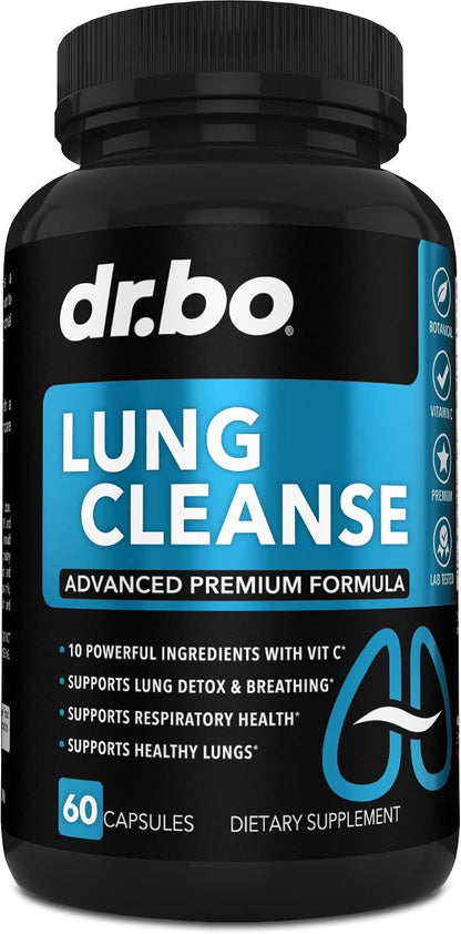 Lung Cleanse Support Supplement - Respiratory Supplements to Quit & Stop Smoking Aids - Herbal Detox for Lungs & Bronchial Health - Smokers Cleanser Breathe Aid for Mucus Clear Relief - 60 Capsules