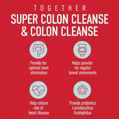 Health Plus Super Colon Cleanse (240 Capsules/120 Servings) & Colon Cleanse (200 Capsules/33 Servings) Bundle