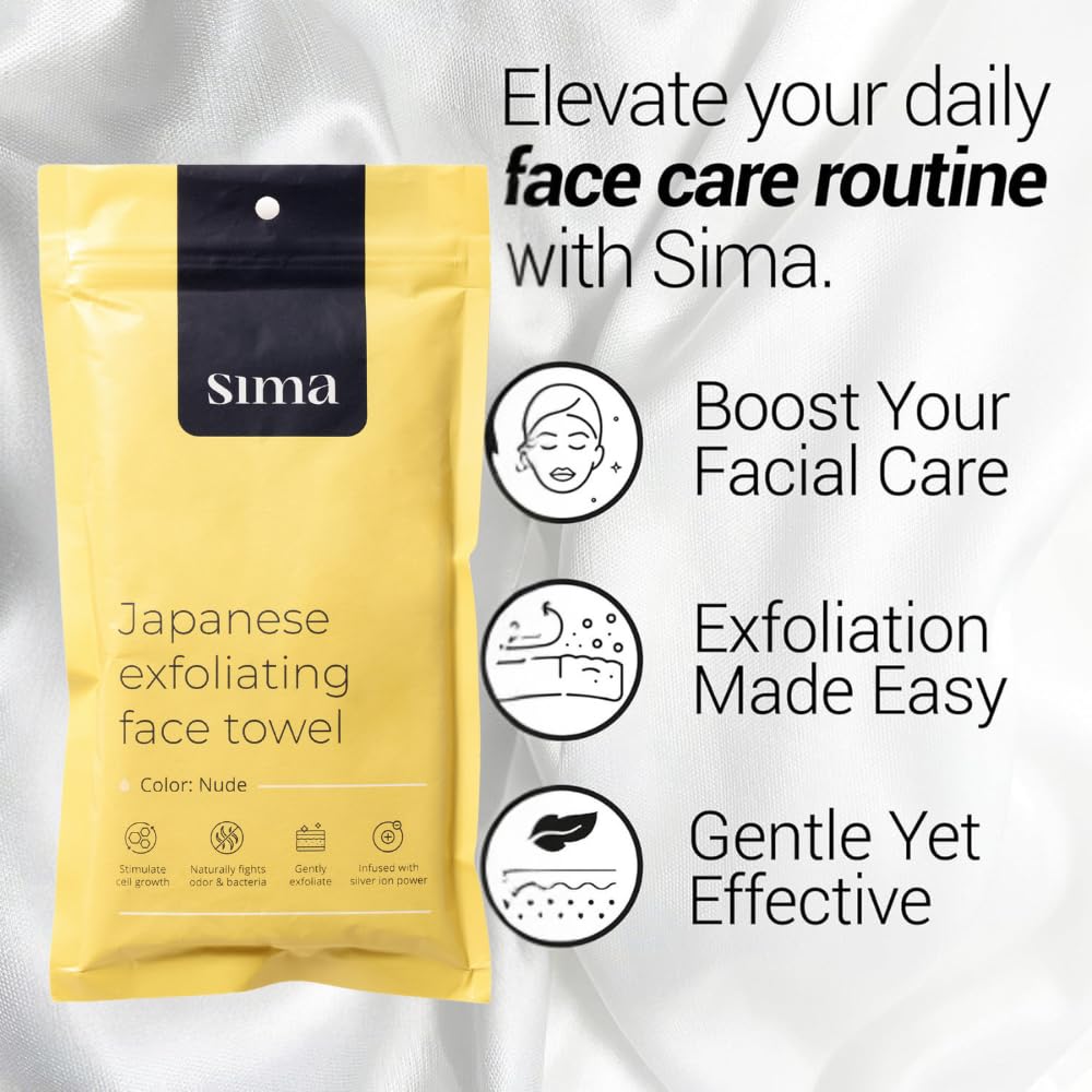 Exfoliating Washcloth Face & Body Scrub Towel - Japanese Exfoliating Towel with Hexagon Fibers, Body Scrubber with 2 Sides for Scrubbing & Washing (Black, 27cm x 35cm)
