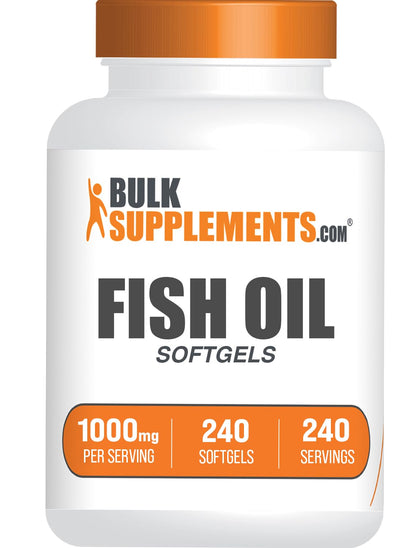BulkSupplements.com Fish Oil 1000mg Softgels - Fish Oil Supplements, Omega 3 Supplements - Gluten Free, 1 Softgel per Serving, 240 Count (Pack of 1)