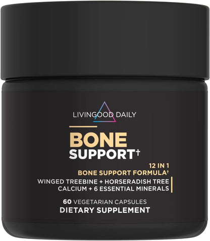 Livingood Daily Calcium Supplement for Women and Men, Bone Support with Vitamin C, Vitamin D3 K2, Magnesium, Zinc, Calcium, Vegetarian Capsules, Non GMO, Gluten Free, 60 Count