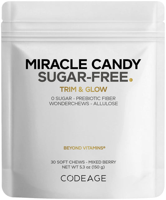 Codeage Miracle Candy Sugar-Free Candies, Mixed Berry Soft Chews – Allulose, Prebiotic Fiber – Low-Calorie Wonderchews – 0g Sugar Soft Chews - 30 Count CodeageBuy Supplements Australia