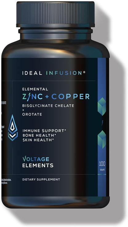 High Potency Zinc Bisglycinate Chelate & Zinc Orotate 245mg – Zinc Supplement with Copper Chelate for Immune, Skin & Hormone Health – Elemental Zinc 50mg, 100 Servings, Vegan