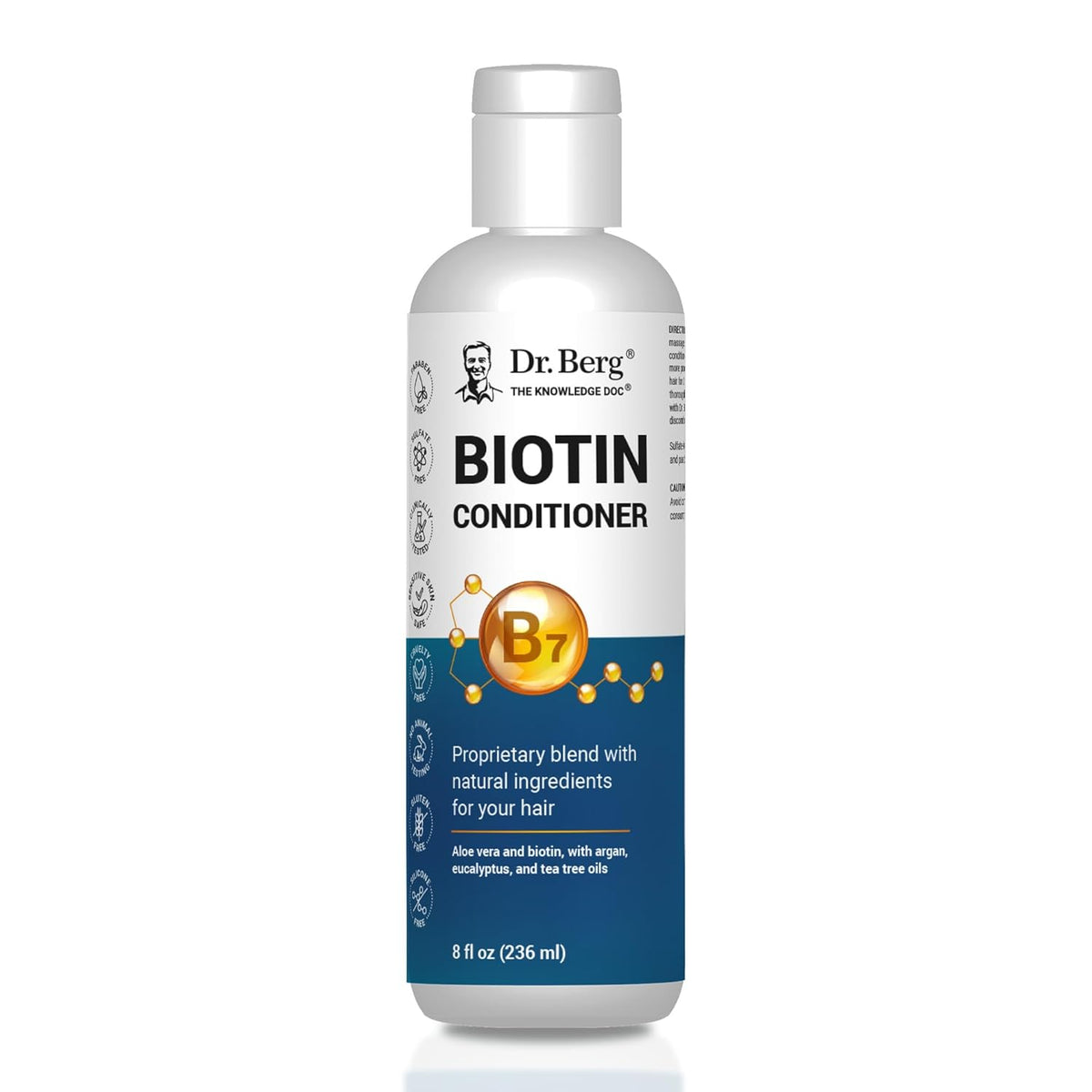 Dr. Berg Biotin Conditioner for Men & Women (Improved High-Performance Formula) - Independently Tested & Certified Paraben- Sulfate- & Silicone-Free - Infused w/Biotin, Argan & Botanicals - 8 Fl oz